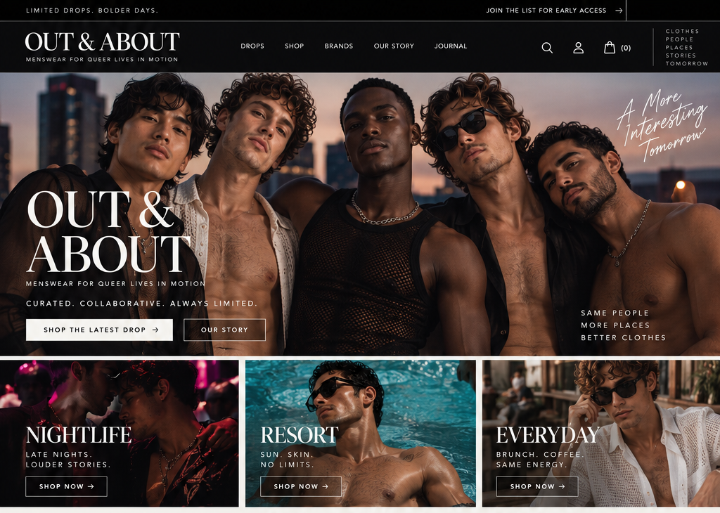 OUT & ABOUT — menswear for queer lives in motion